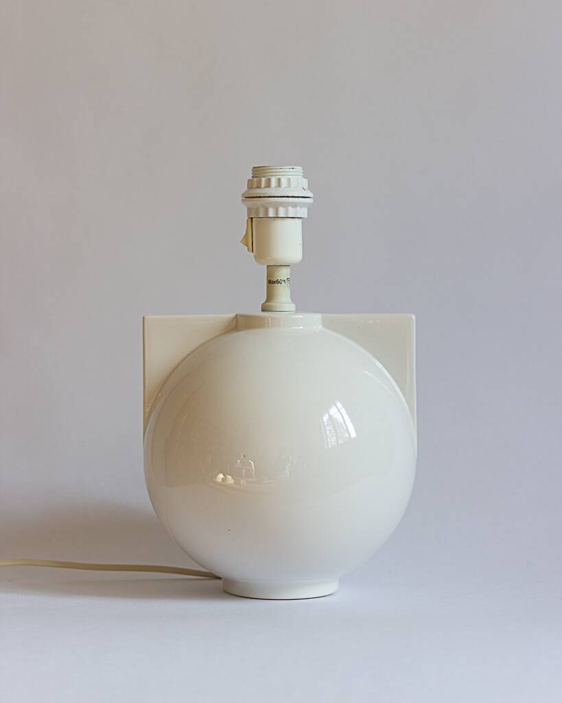 Racket white ceramic lamp base, Ikea, 1989