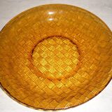 Large orange braided glass dish 27.5 cm