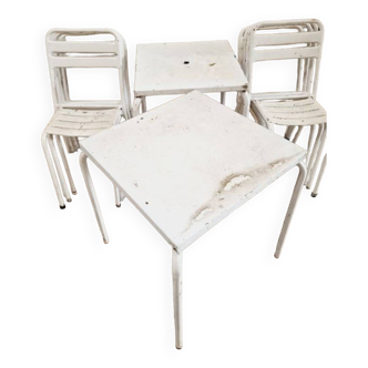Lot de 2 tables + 8 chaises tolix