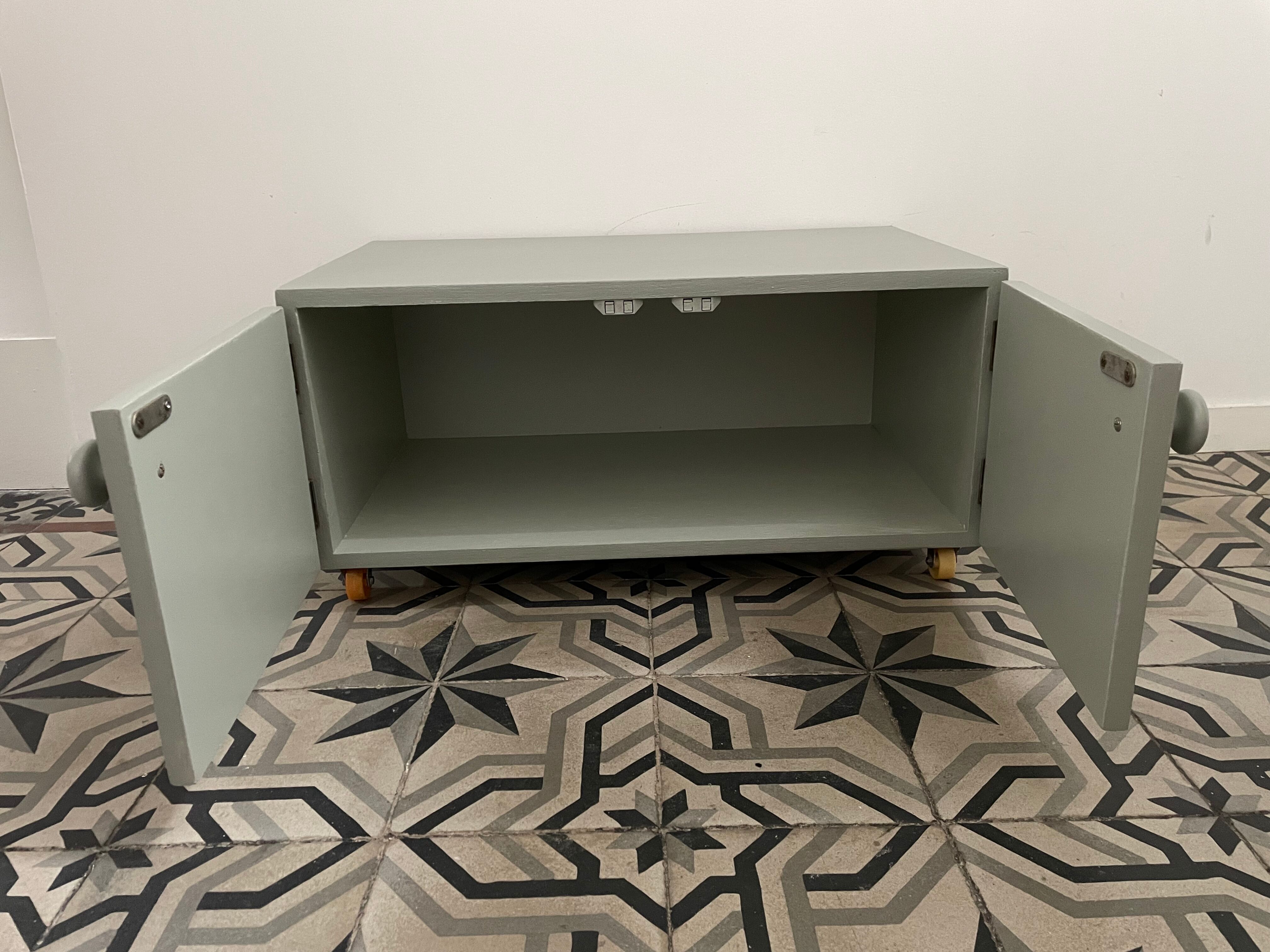 Antique low furniture restyled on wheels