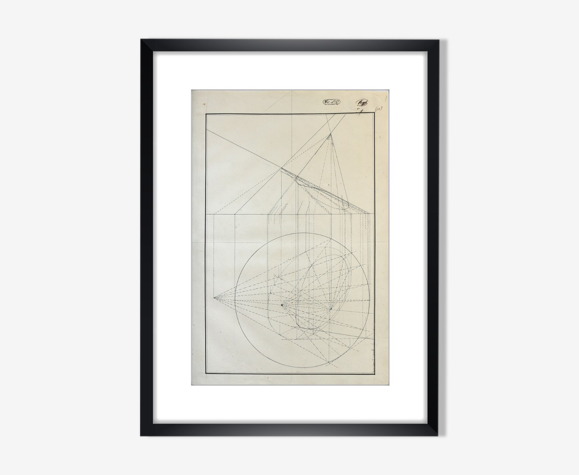Dessin ancien - étude de perspective - Ecole Royale Polytechnique 1824
