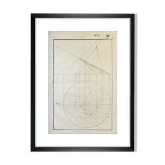 Old drawing - perspective study - Ecole Royale Polytechnique 1824