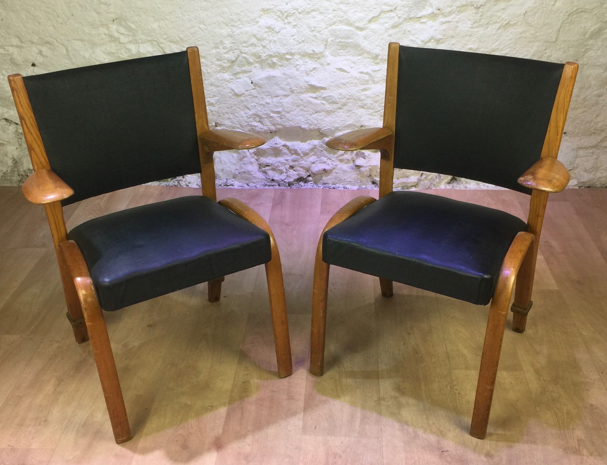 Pair of Bow Wood armchairs 1950s