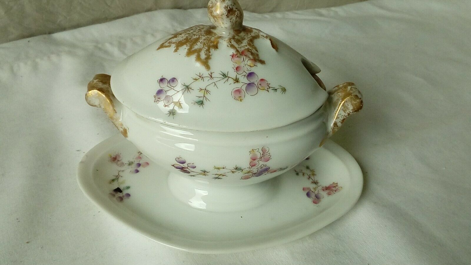 Mustard tree on porcelain frame paris limoges floral decoration