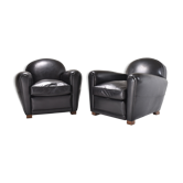 Pair of leather club chairs