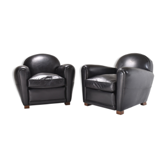 Pair of leather club chairs