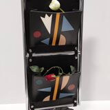Black Leather and Chrome-Plated Metal Magazine Rack by Salmistraro, Italy