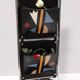Black Leather and Chrome-Plated Metal Magazine Rack by Salmistraro, Italy