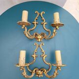 Pair of two-branched wall lights