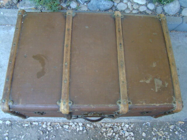 Old brown canvas trunk