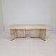 Robust Italian Travertine Coffee Table With two 3-leg Feet, 1980s