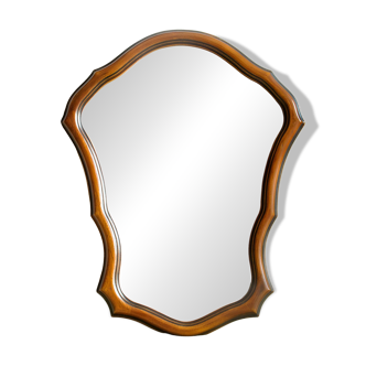 Grand miroir vintage en bois de merisier chantourné