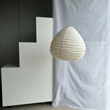 Suspension in rattan and natural japanese linen in the shape of a drop