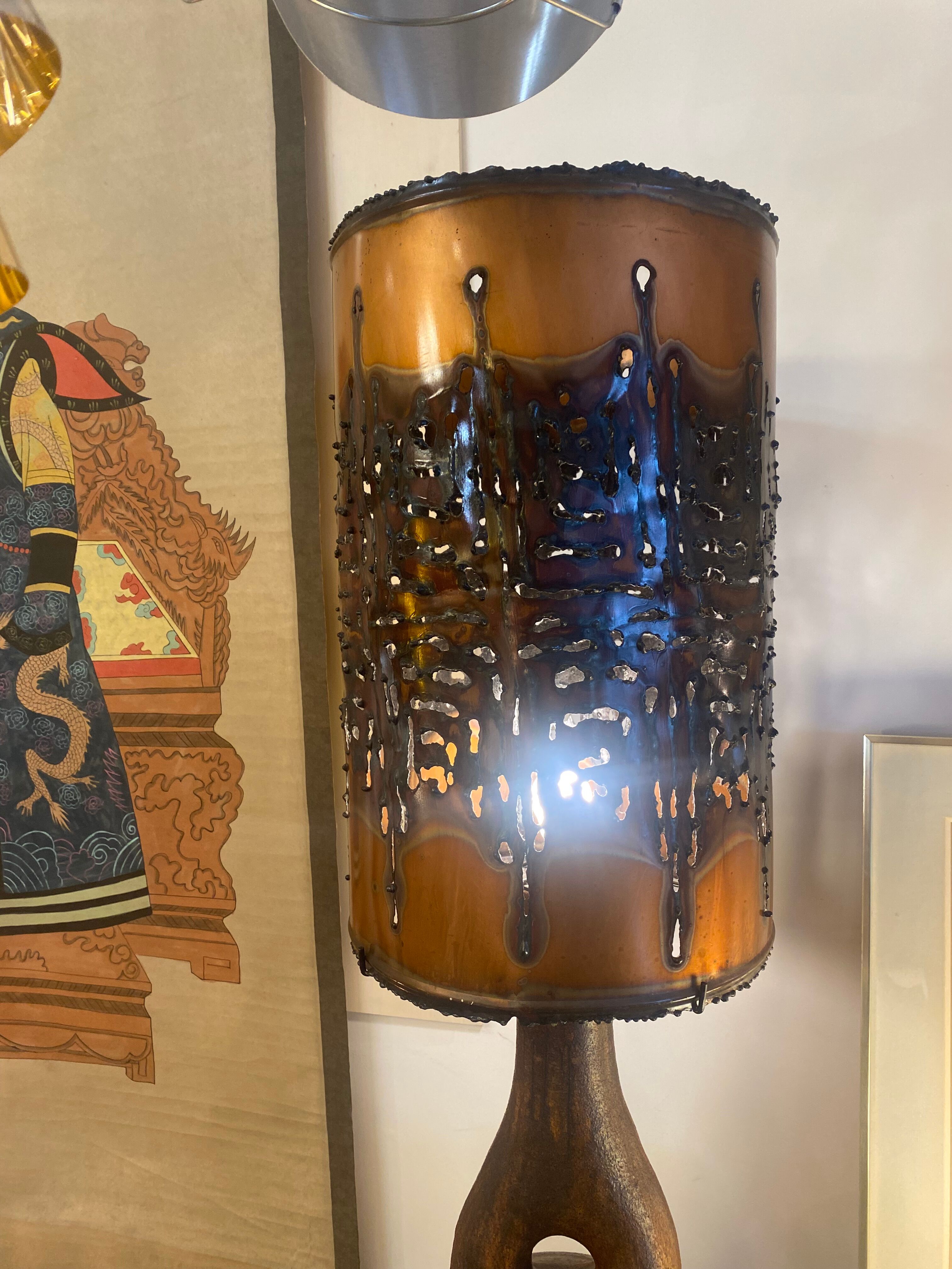 Lampe céramique cuivre Accolay vintage