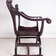 19th Century Antique Oak Florentine Savonarola Dante Luther Throne X Frame Chair