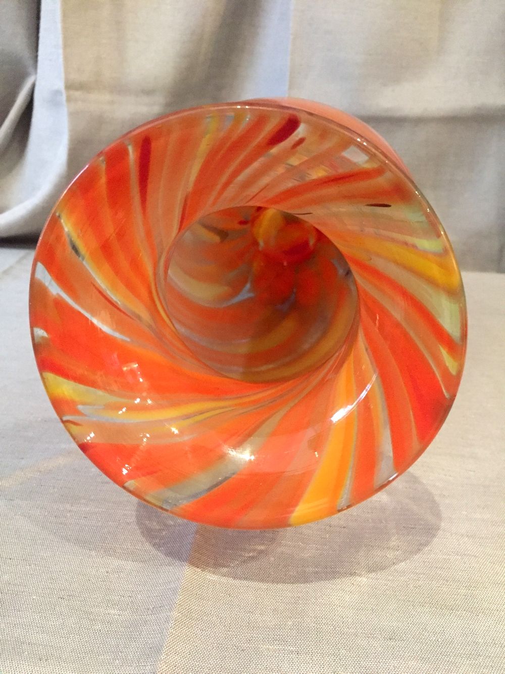 Vintage vase orange twist red and yellow