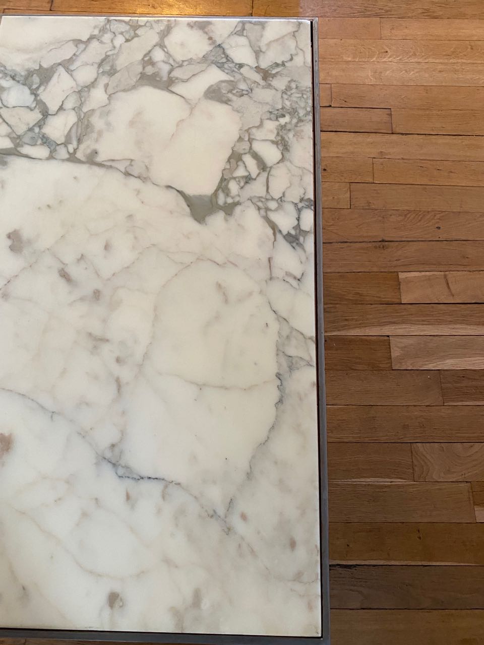 Marble and brass coffee table