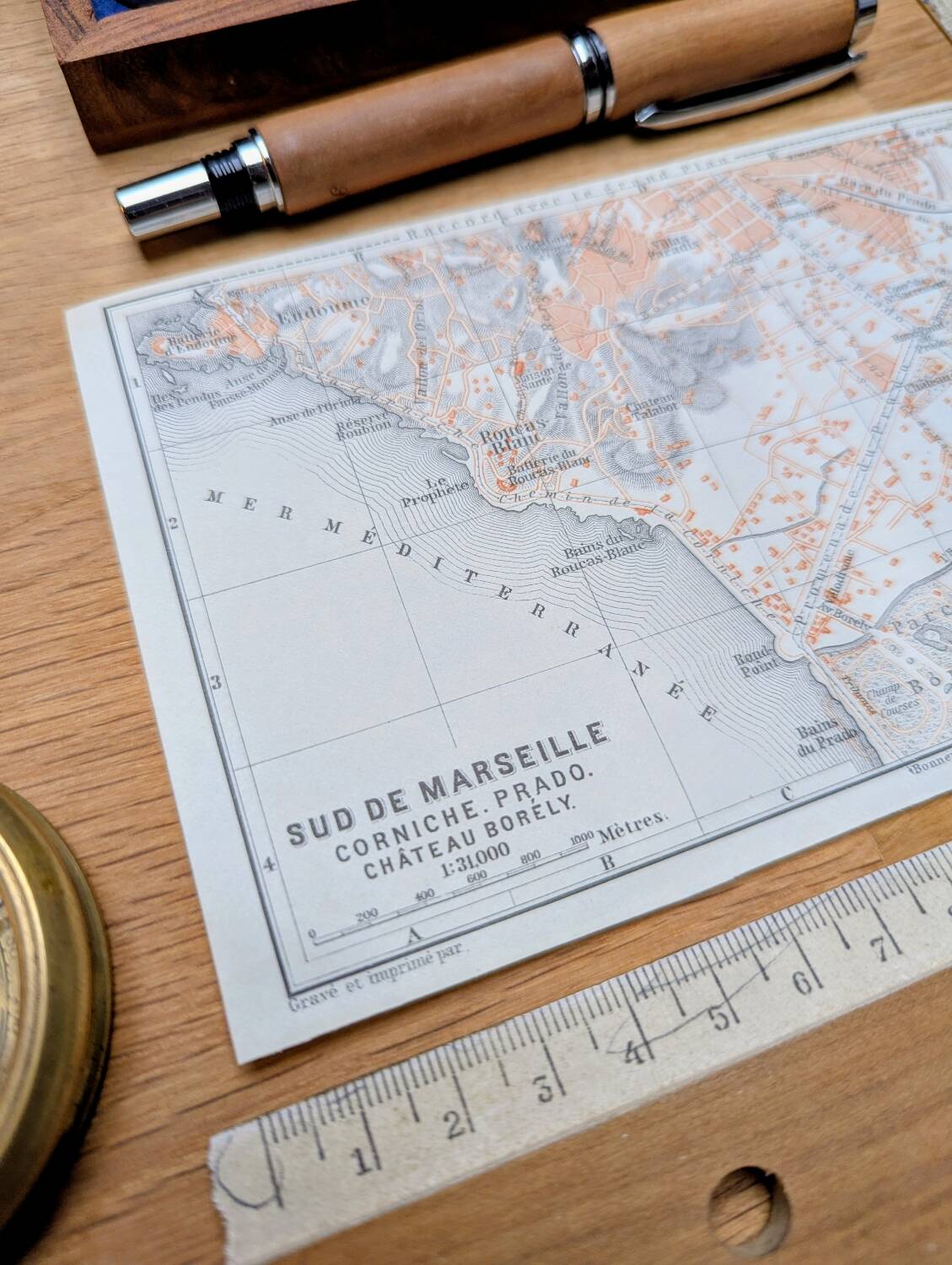 Map of southern Marseille, Vintage 1910