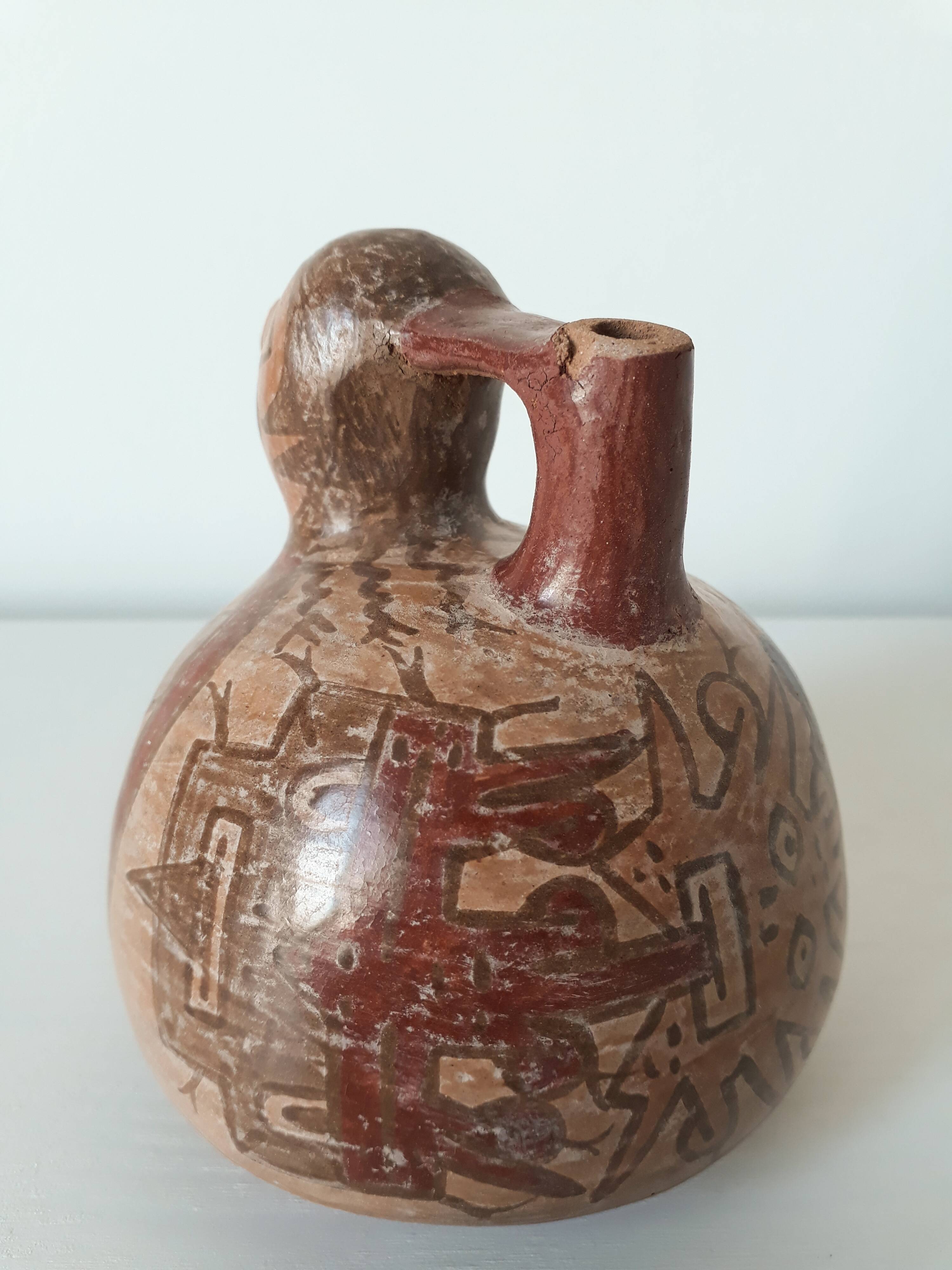 Peruvian stirrup vase with terracotta spout