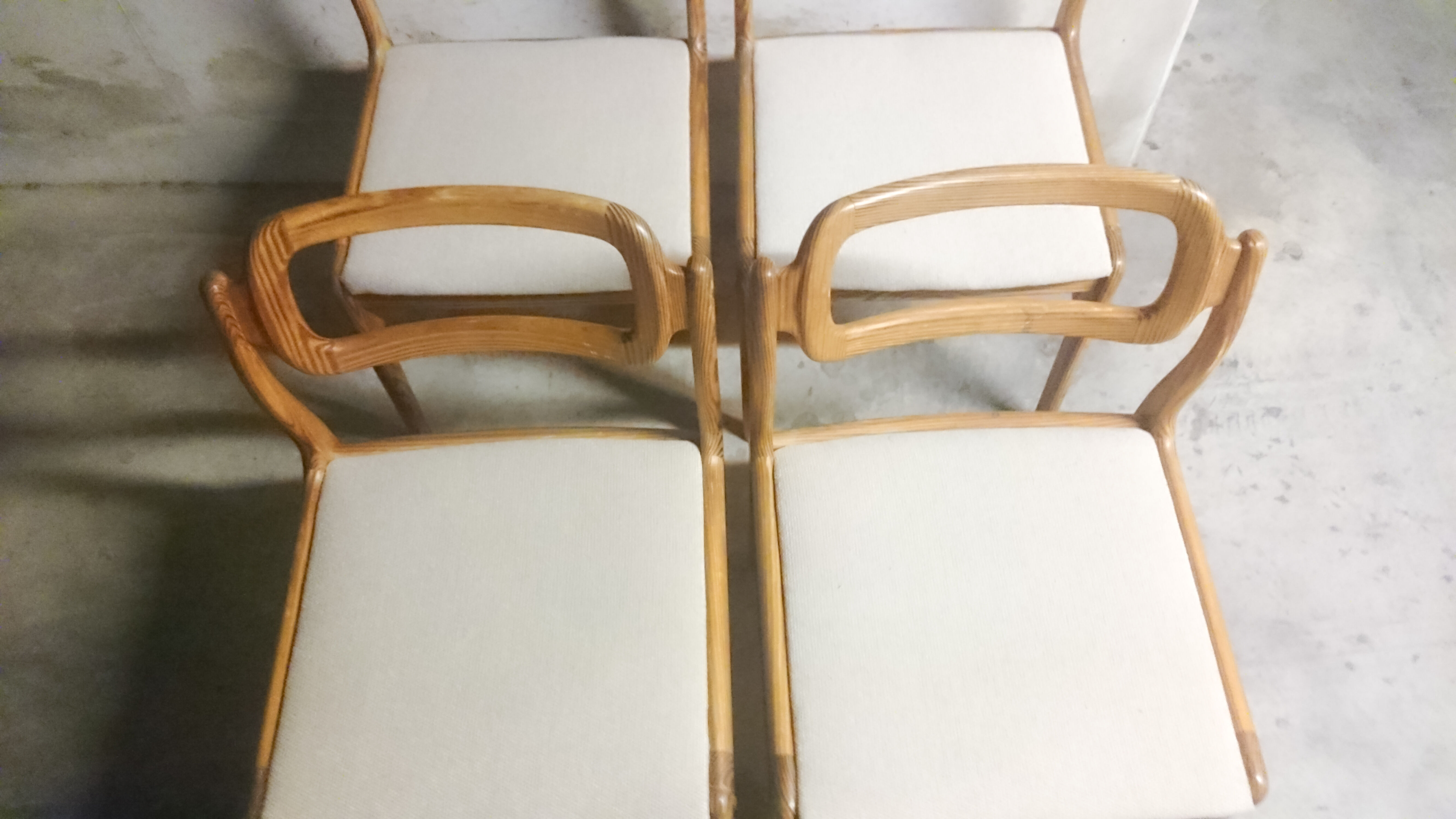 4 chairs by Johannes Andersen for Uldum Møbelfabrik, in pine, Scandinavian design, Denmark 1960's