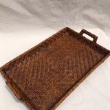 Pair of dark rattan trays