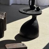 Sexy Neck - Solid wood side table (monoxyle) in organic shape colour