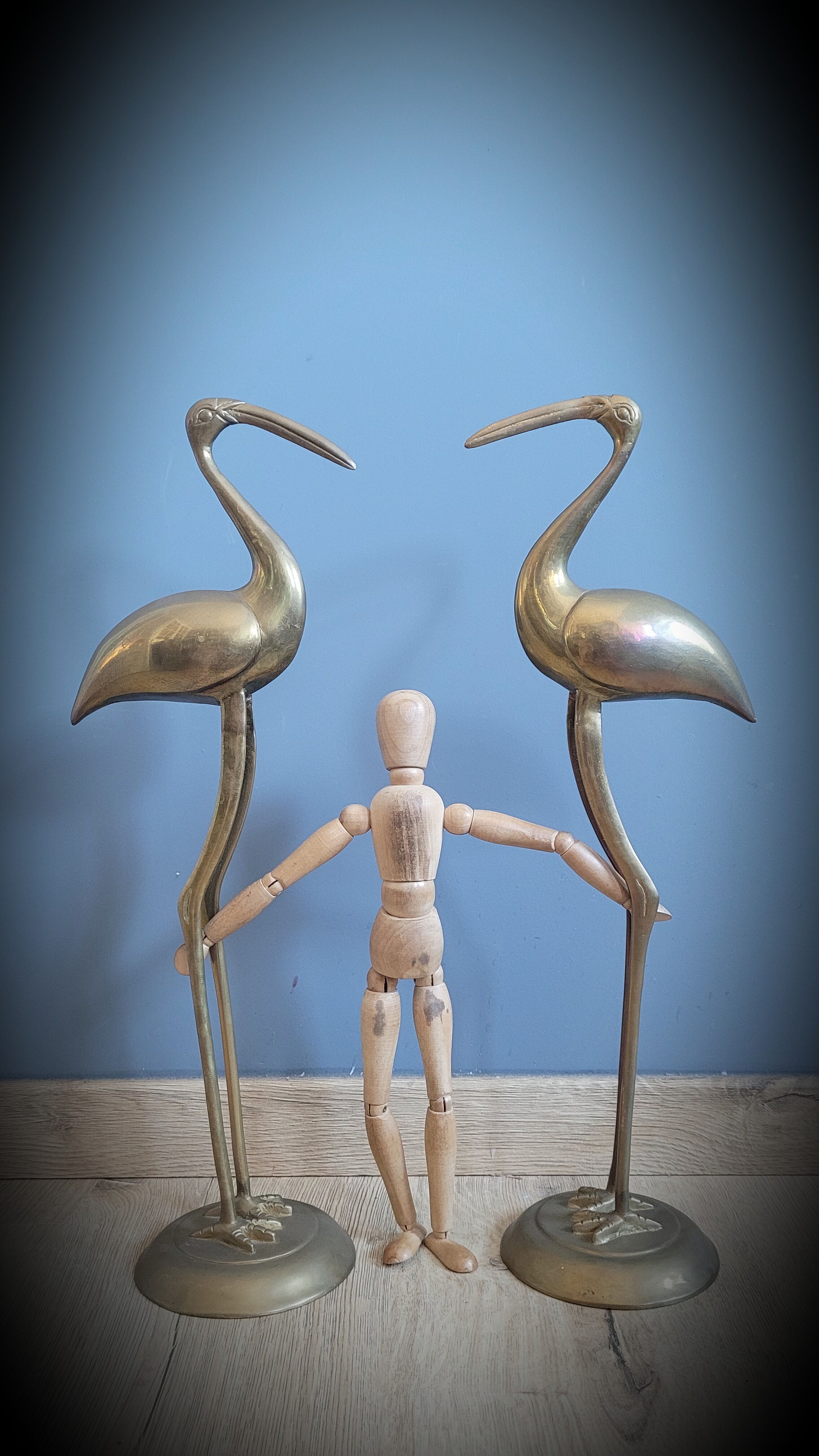 Duo brass herons