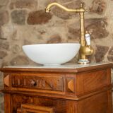 Vanity unit - antique washbasin in wood and marble