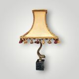 Vintage Fish Side Lamp - Grey Marble Base and Brass Fish