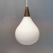 Large hanging lamp in white opal glass with brass top. Danish and estimated from the 1970s.