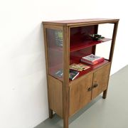 1950s Brazilian modernist library in exotic wood and lacquer.