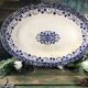 Oval dish Longwy model Louis XV white and blue 1850