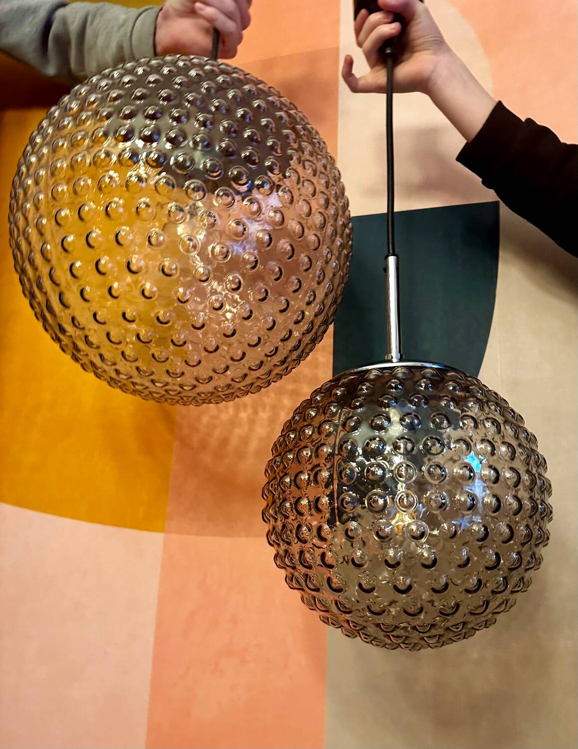 Pair of vintage chandeliers Design Motoko Ishi Rolf Kruger