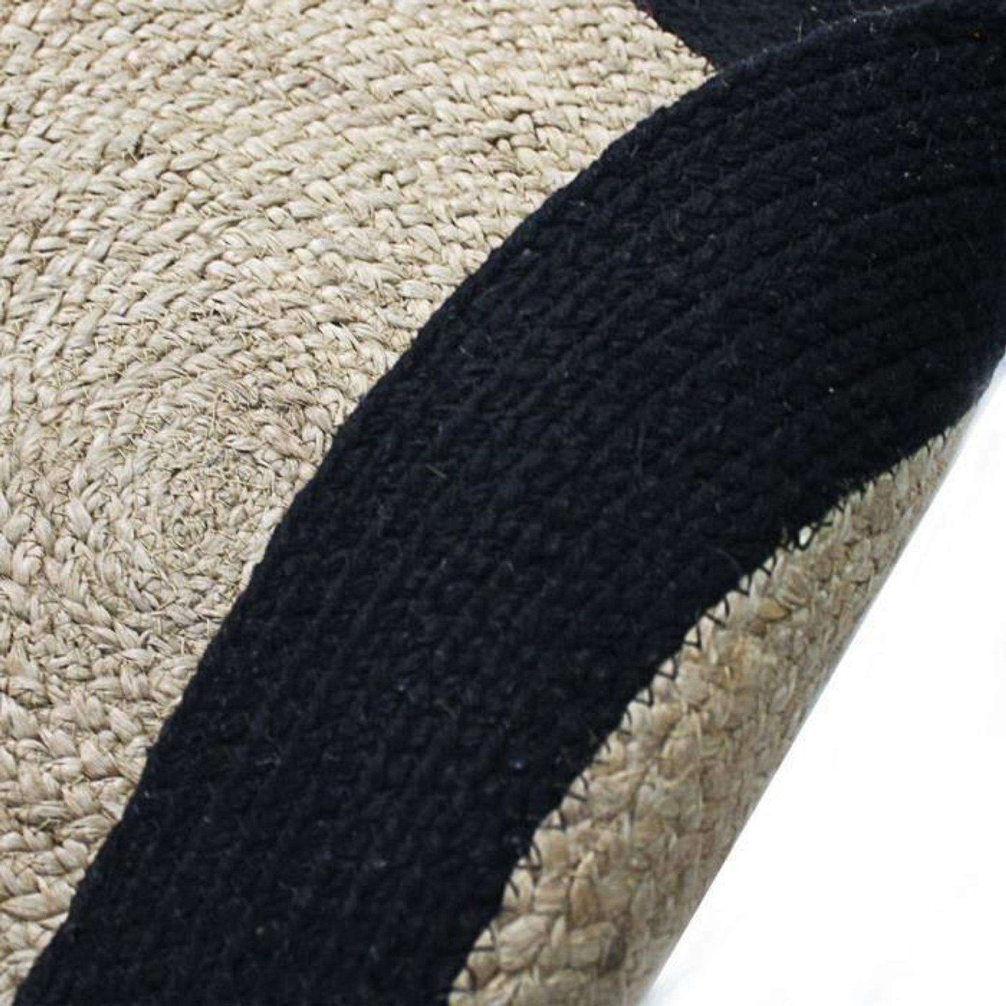 Tapis en jute et coton noir beige 90 cm