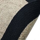 Carpet in jute and cotton black beige 90 cm