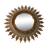 Miroir doré floral 1930 bois sculpté