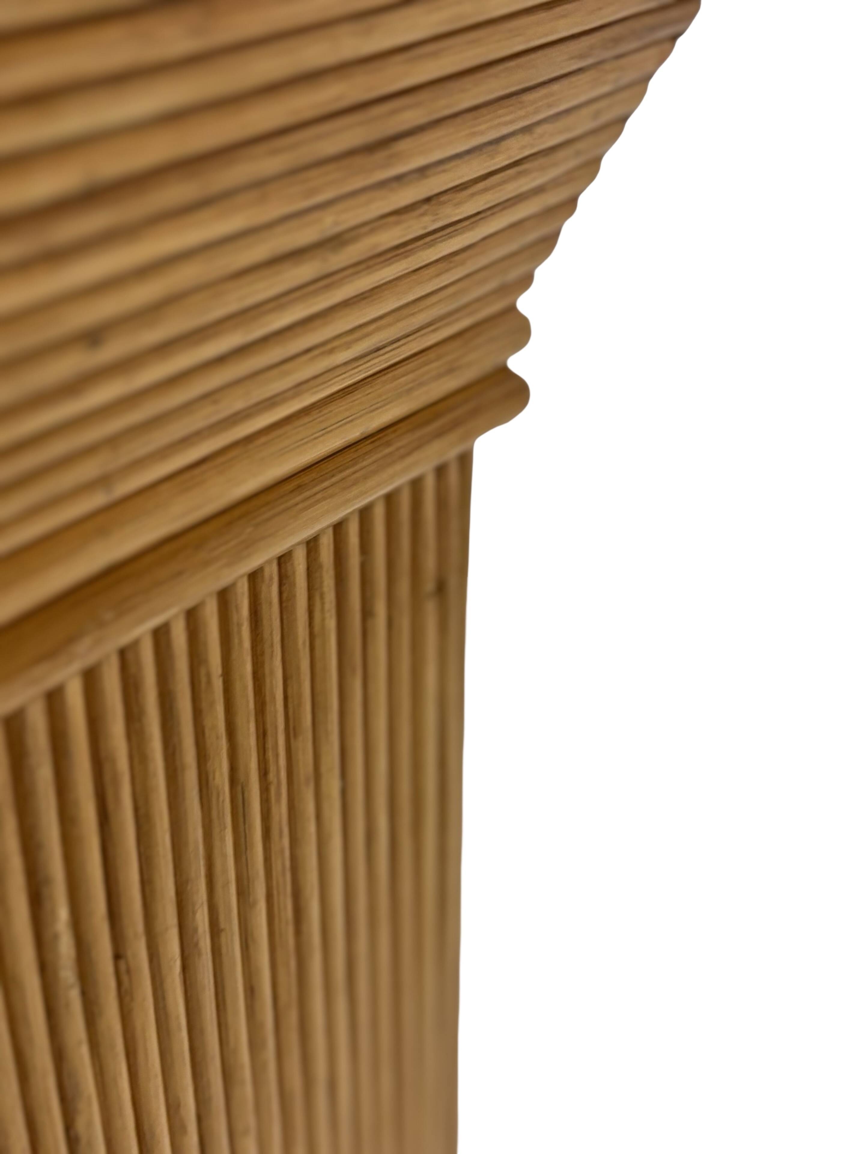 Vintage Rattan Column Planter Bamboo Bohemian Pillar '70s Rattan Mcguire