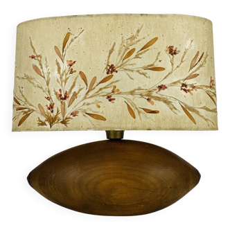 Lampe bois abat jour fleurs séchées vintage