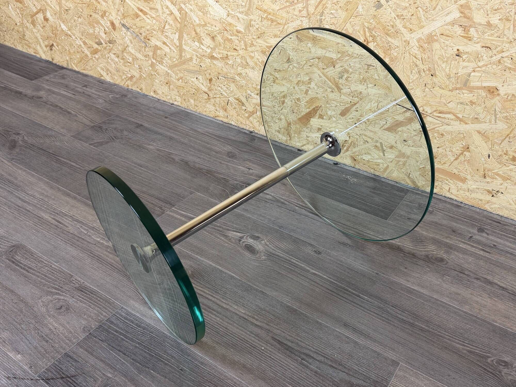 1970s 1980s Coffee Table Side Table in Chrome and Glass Space Age Design