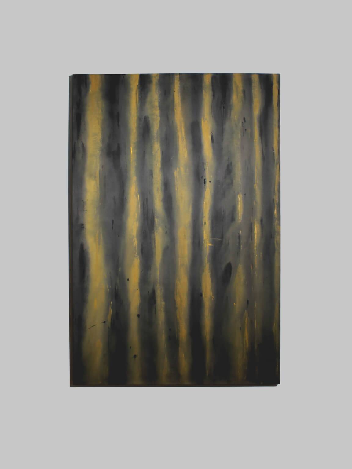Vertical Organic Lines In Green And Yellow By Karina Savonenko, 80x120cm