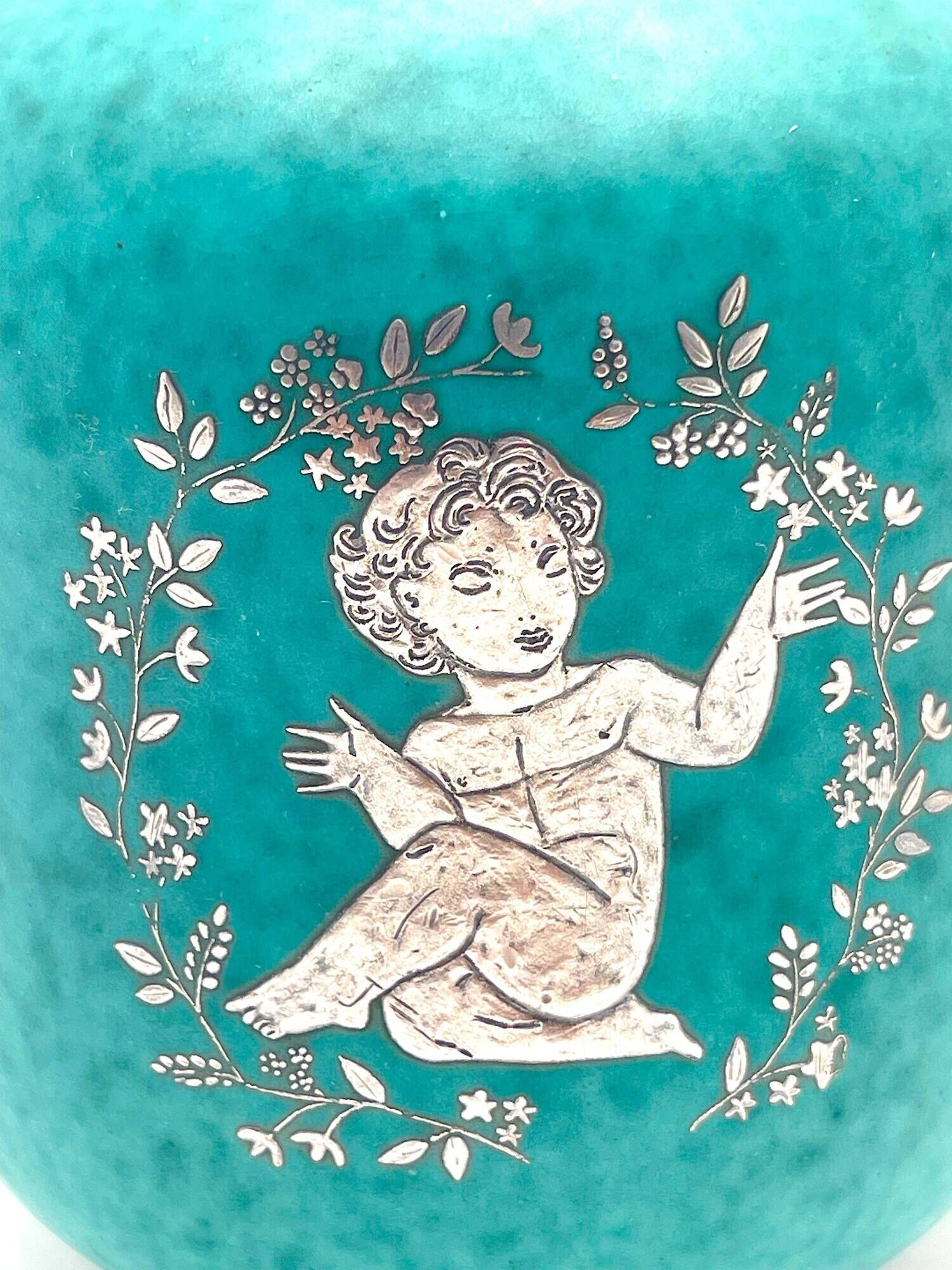 Gustavsberg vase Sweden signed Wilhelm Kage "Argenta", 1950