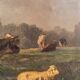 Andres Cortes (Spanish painter 1812-1879), landscape with cows and sheep. Oil on canvas 19th century