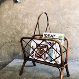 Vintage rattan magazine rack