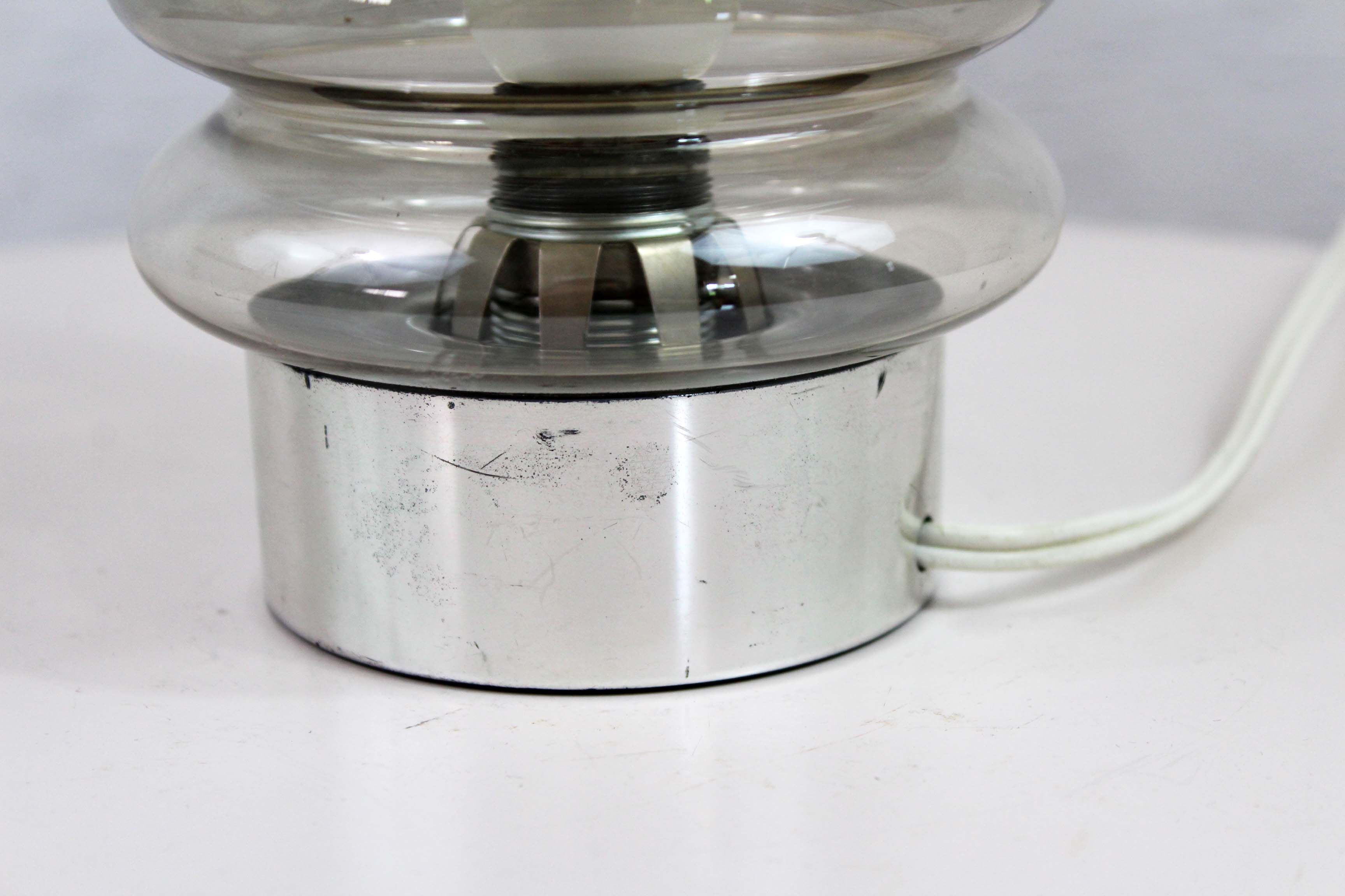 70's smoked glass table lamp