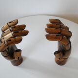 Pair of articulated wooden hands