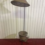 Floor lamp, e-reader door reviews with rattan basket circa 1950
