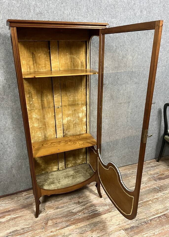 After Majorelle: Art Nouveau period iris display case in late 19th century marquetry