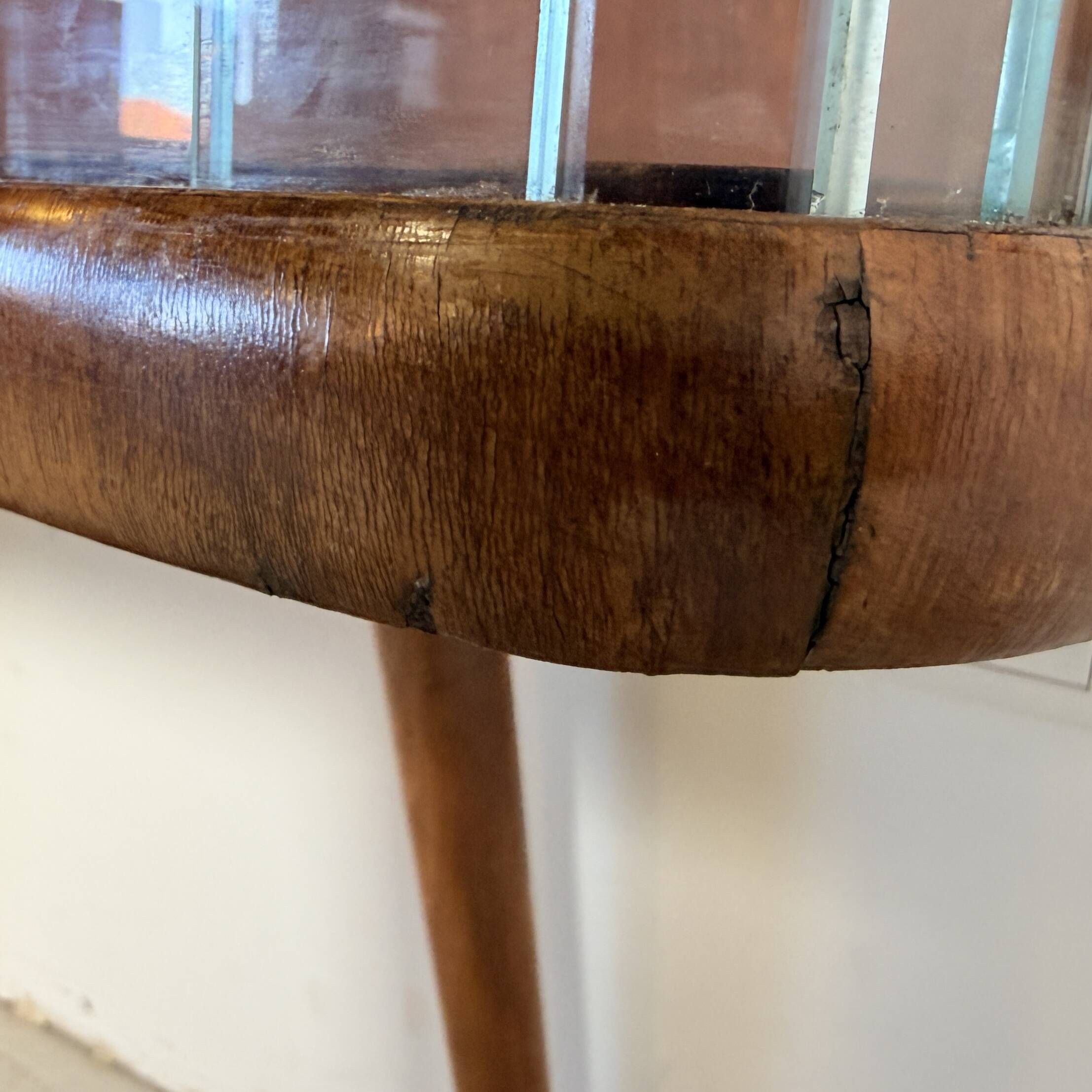 Vintage Display Cabinet with Glass Slats – Warm Walnut Veneer - Art Deco