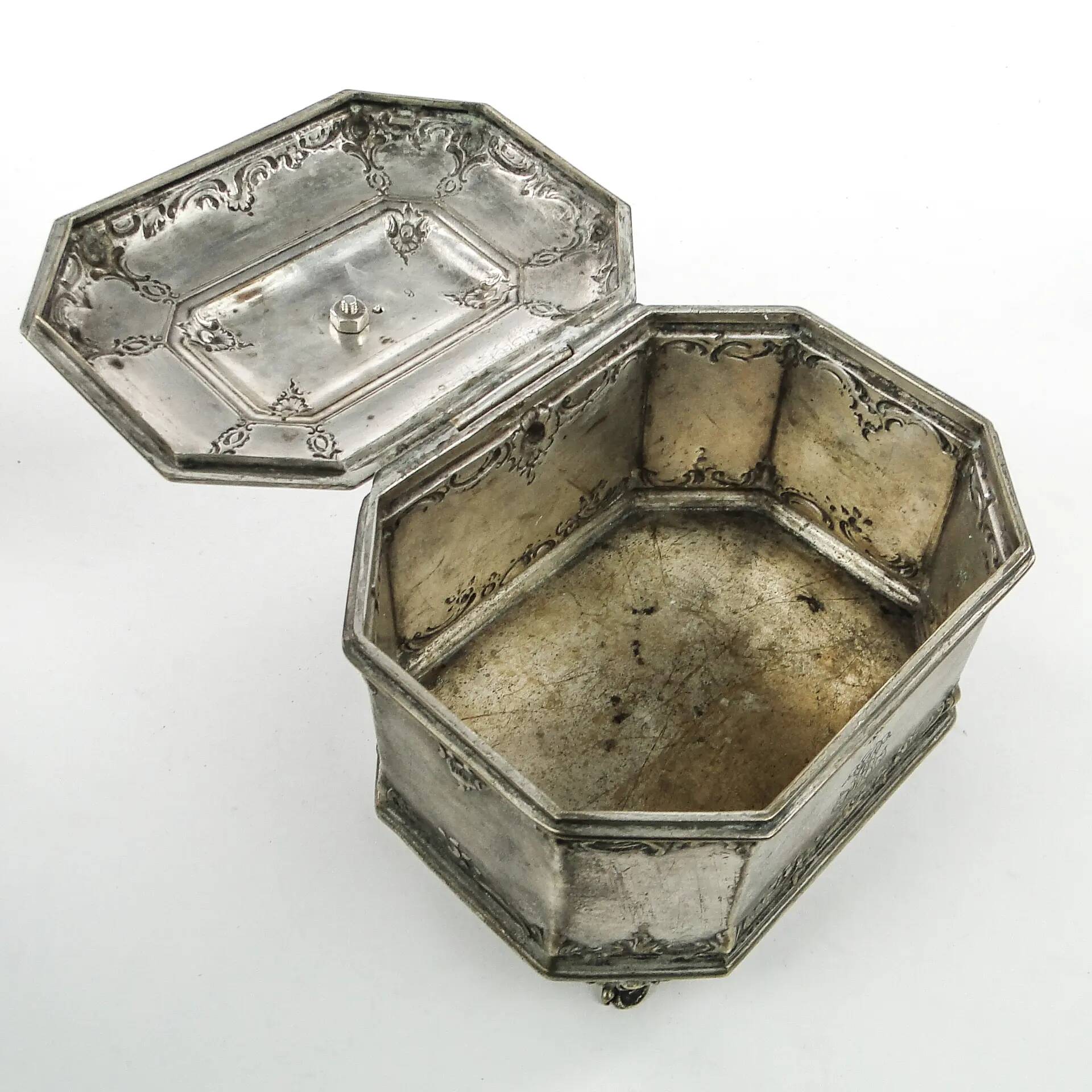 Rococo sugar bowl, silver-plated brass, Norblin, Poland, early 20th century