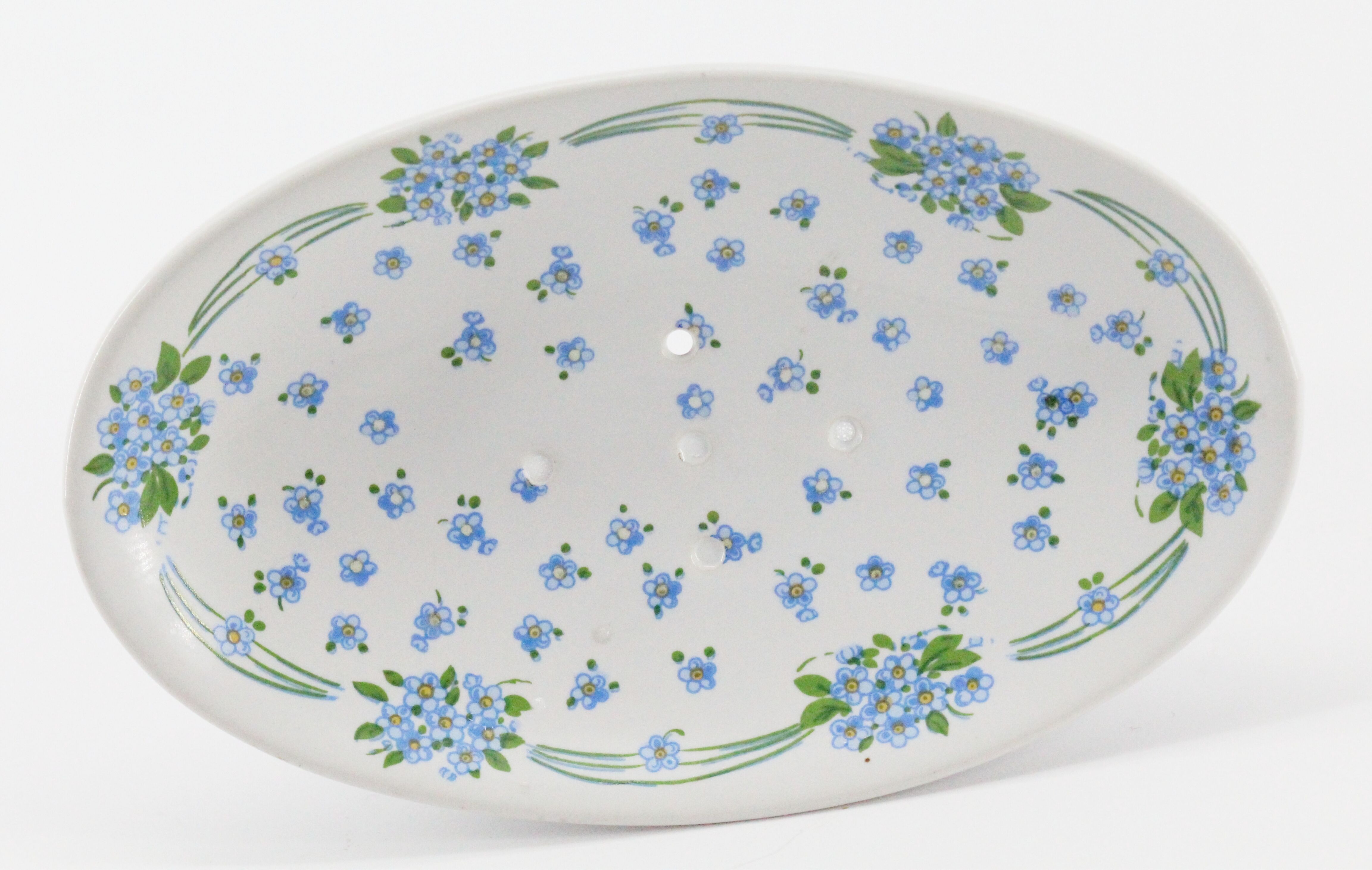 Soap holder flowers forget-me-not ceramic
